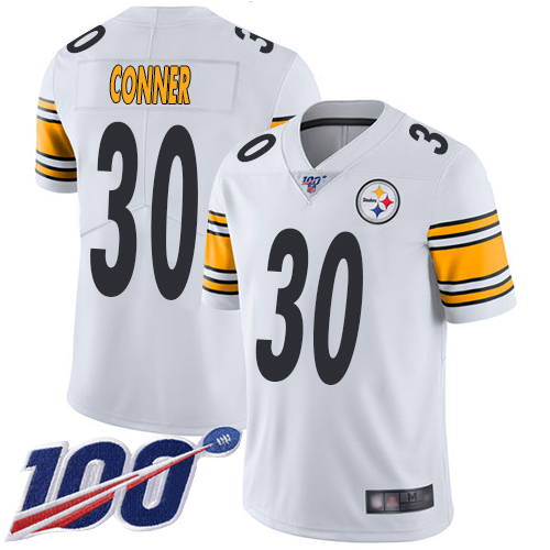 Youth Pittsburgh Steelers Football #30 Limited White James Conner Road 100th Season Vapor Untouchable Nike NFL Jersey->youth nfl jersey->Youth Jersey